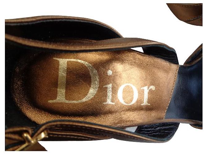 Décolleté Dior in pelle oro D'oro - vista 3