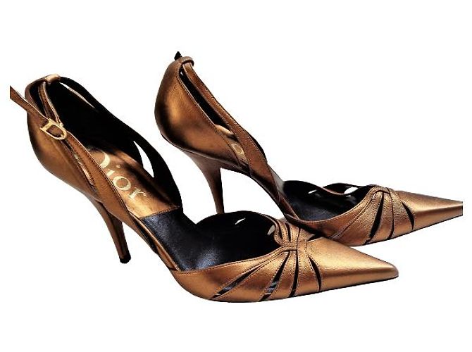 Décolleté Dior in pelle oro D'oro - vista 4