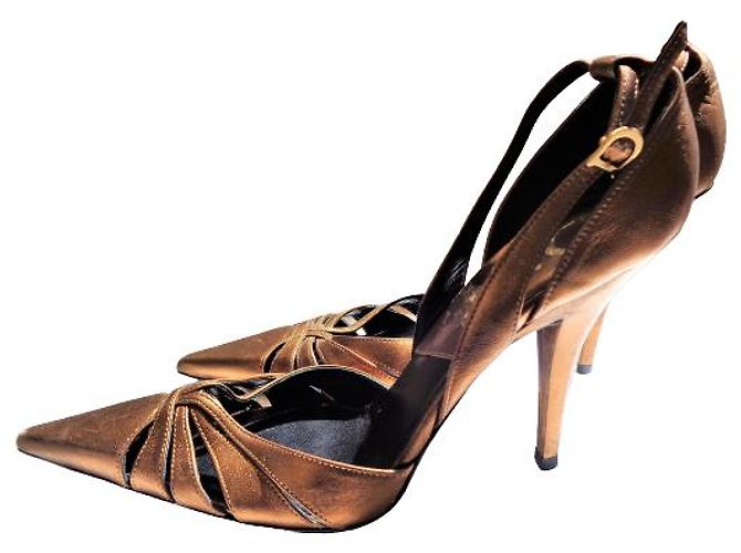 Décolleté Dior in pelle oro D'oro - vista 5