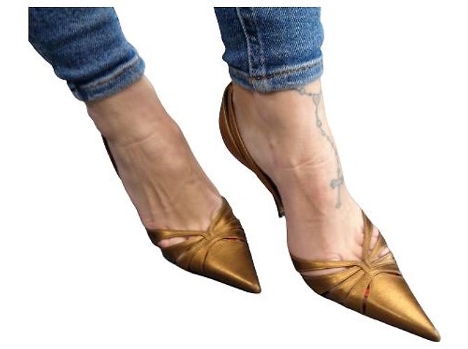 Décolleté Dior in pelle oro D'oro - vista 8