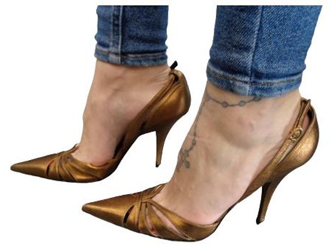 Décolleté Dior in pelle oro D'oro - vista 9