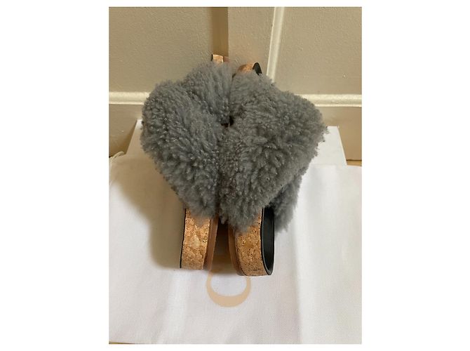 Chloé Kerenn Mules Grau Wolle und Leder Größe 36 - Ansicht 4