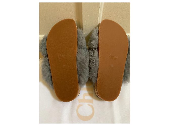 Chloé Kerenn Mules Grau Wolle und Leder Größe 36 - Ansicht 5