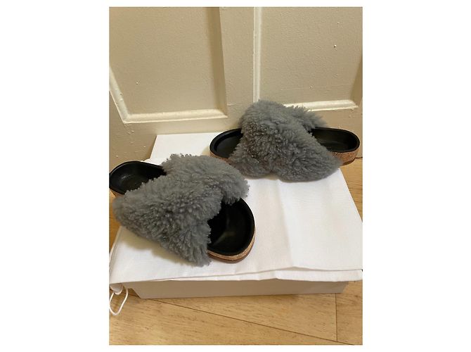 Chloé Kerenn Mules Grau Wolle und Leder Größe 36 - Ansicht 6