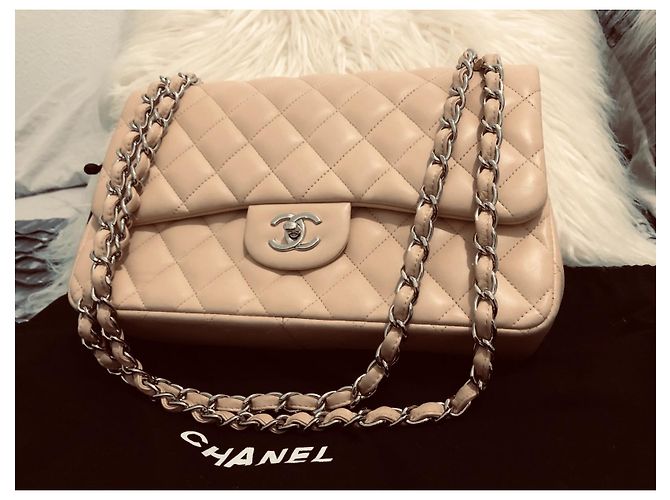 Timeless Borsa a mano Chanel Jumbo in pelle d'agnello argento - vista 12