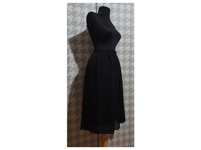 Falda de seda negra Pomandère Talla 38 Negro - vista 3