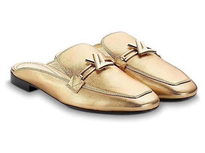 Autre Marque Sandali Louis Vuitton mules in pelle oro D'oro - vista 10