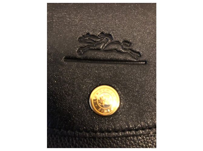 Longchamp schwarze Handtasche aus genarbtem Leder - Ansicht 4