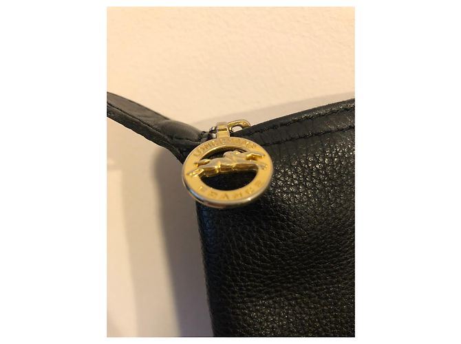 Longchamp schwarze Handtasche aus genarbtem Leder - Ansicht 5