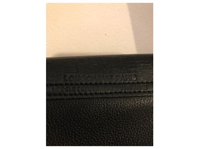 Longchamp schwarze Handtasche aus genarbtem Leder - Ansicht 6