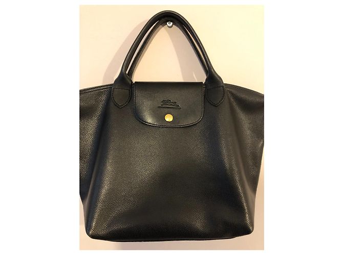 Longchamp schwarze Handtasche aus genarbtem Leder - Ansicht 7