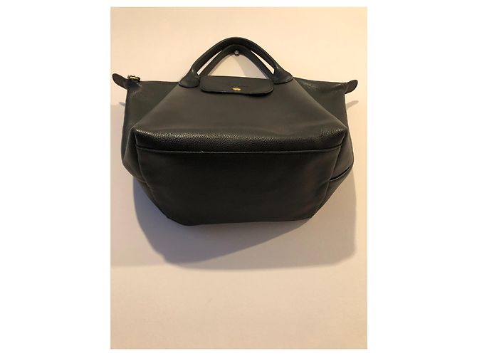 Longchamp schwarze Handtasche aus genarbtem Leder - Ansicht 8