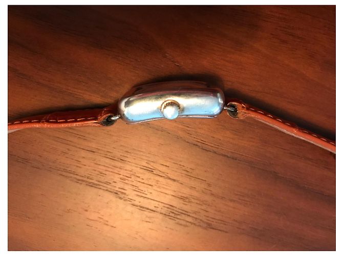 Autre Marque Relógio Obrey de Prata Maciça com Pulseira de Alligator Laranja - vista 4