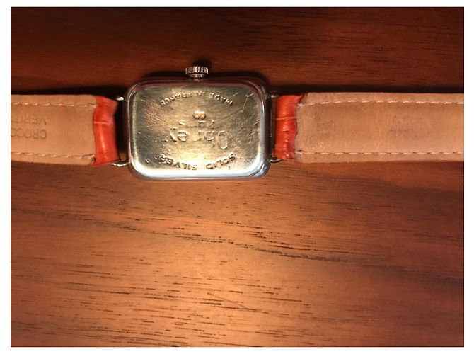 Autre Marque Relógio Obrey de Prata Maciça com Pulseira de Alligator Laranja - vista 5