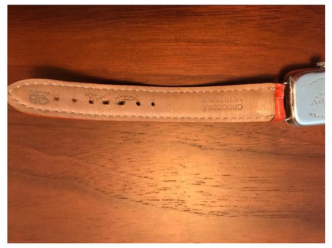 Autre Marque Relógio Obrey de Prata Maciça com Pulseira de Alligator Laranja - vista 6