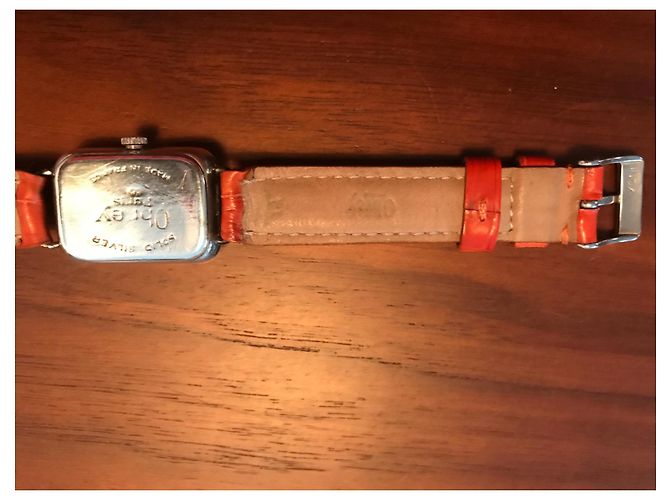 Autre Marque Relógio Obrey de Prata Maciça com Pulseira de Alligator Laranja - vista 7