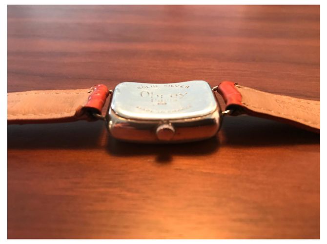 Autre Marque Relógio Obrey de Prata Maciça com Pulseira de Alligator Laranja - vista 8