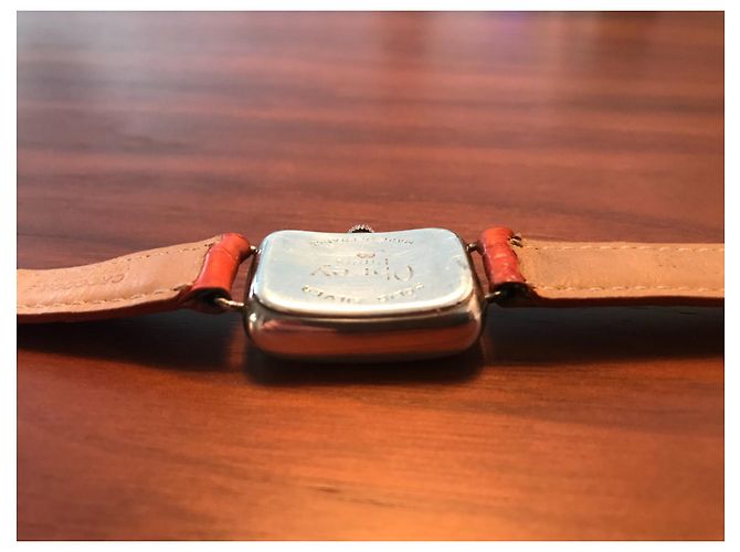 Autre Marque Relógio Obrey de Prata Maciça com Pulseira de Alligator Laranja - vista 9