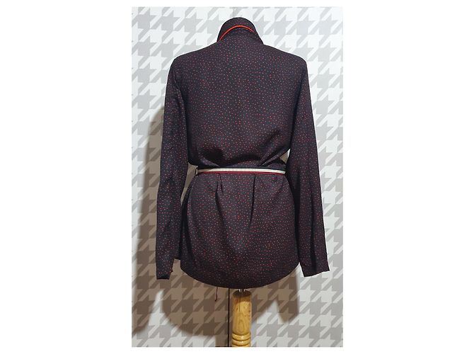 Autre Marque Blazer Kimono Beck Sonder Gaard a Pois Nero e Rosso - vista 3