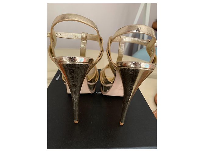 Sandali Saint Laurent Tribute in pelle d'agnello oro 14 cm D'oro - vista 2