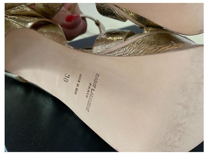Sandali Saint Laurent Tribute in pelle d'agnello oro 14 cm D'oro - vista 3