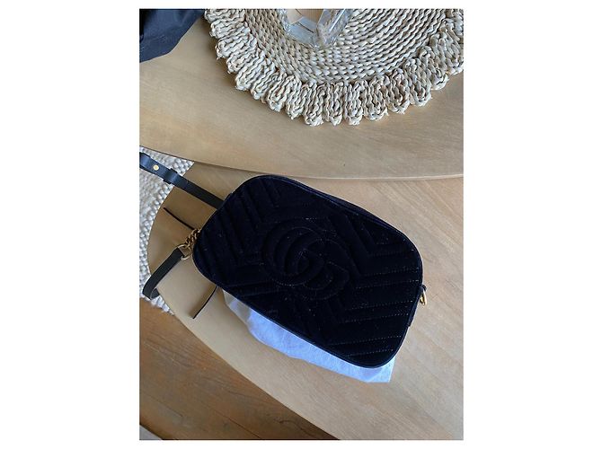 Gucci Marmont piccolo velluto "Bambi" Nero Rosa Verde Arancione - vista 7