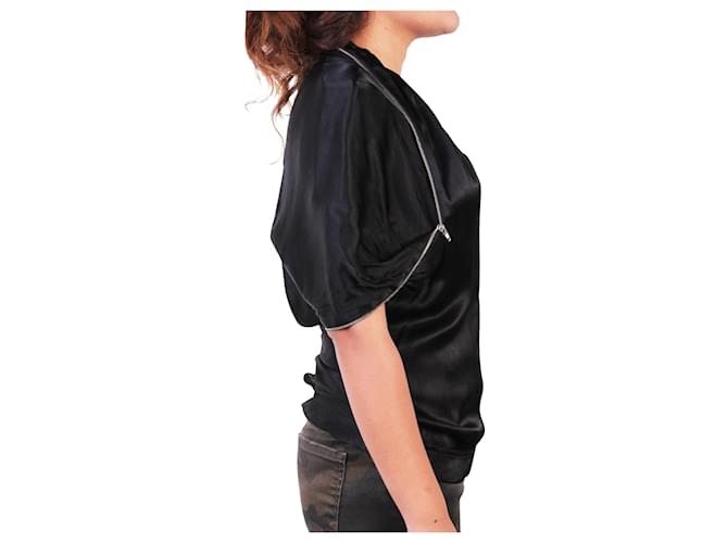 Hussein Chalayan Top negro con cremallera - vista 3