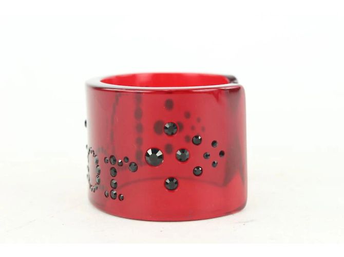 Dior Pulseira pulseira com logotipo de cristal preto translúcido vermelho - vista 10