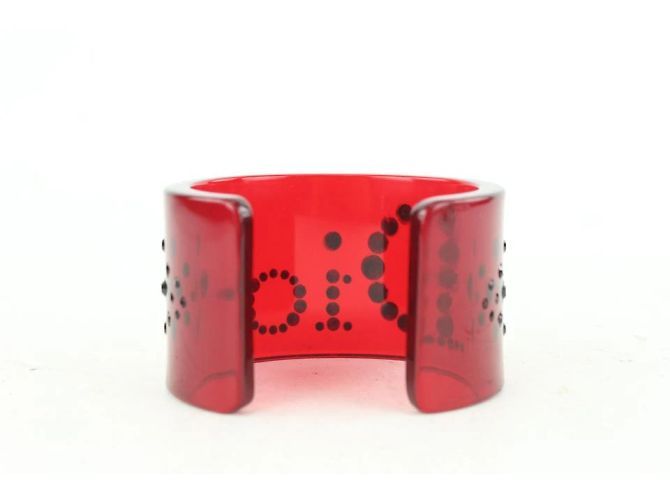 Dior Pulseira pulseira com logotipo de cristal preto translúcido vermelho - vista 11