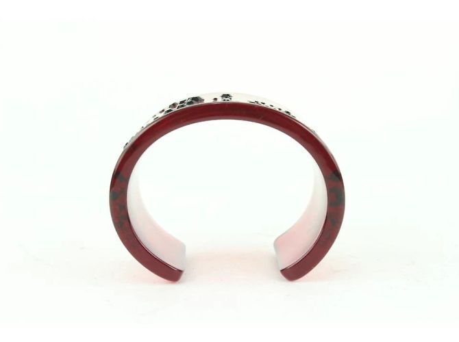 Dior Pulseira pulseira com logotipo de cristal preto translúcido vermelho - vista 2