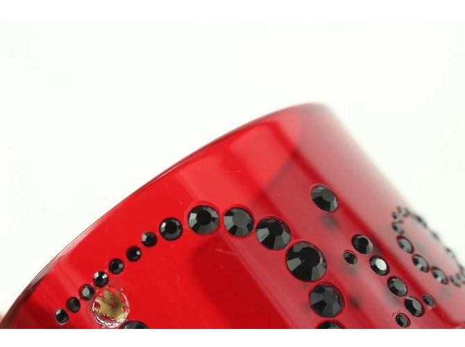 Dior Pulseira pulseira com logotipo de cristal preto translúcido vermelho - vista 4