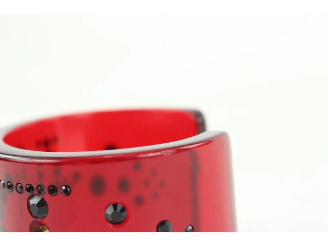 Dior Pulseira pulseira com logotipo de cristal preto translúcido vermelho - vista 8