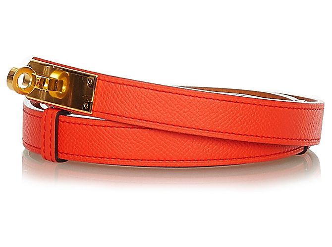 Hermès Cinturón Hermes Orange Epsom Kelly Dorado Naranja - vista 2