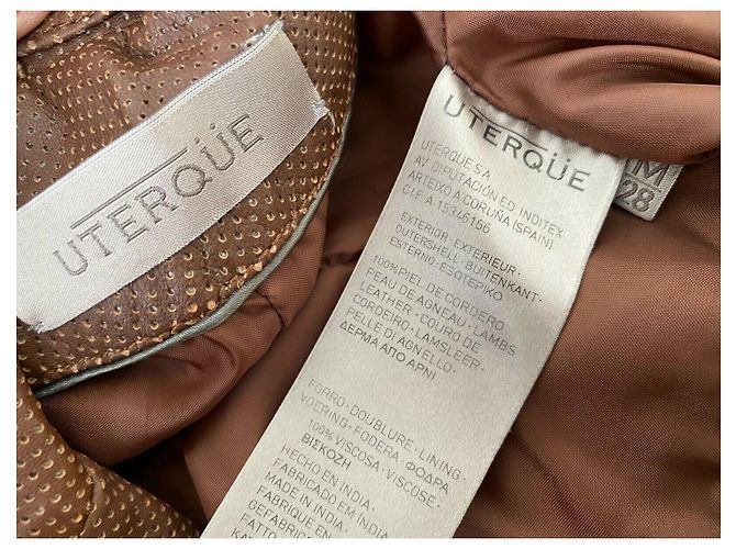 Uterque Perforated leather jacket size M or 28 Brown - view 3