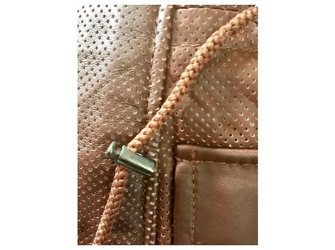 Uterque Perforated leather jacket size M or 28 Brown - view 5