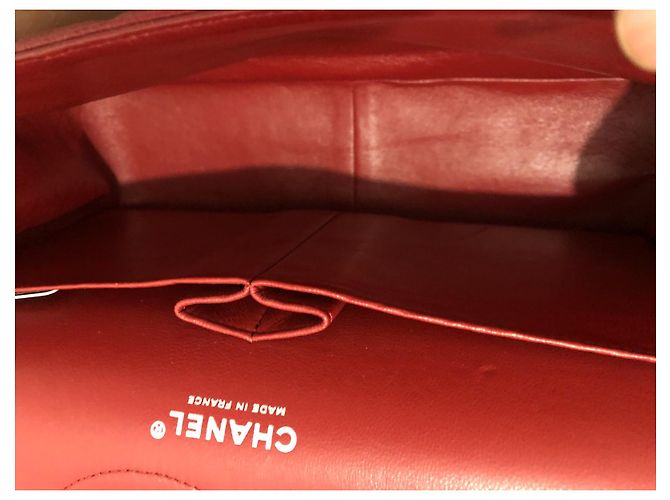 Mademoiselle Borsa Chanel Jumbo in pelle caviar rossa Rosso - vista 15