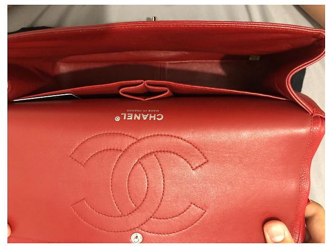 Mademoiselle Borsa Chanel Jumbo in pelle caviar rossa Rosso - vista 16