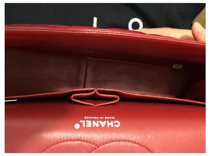 Mademoiselle Borsa Chanel Jumbo in pelle caviar rossa Rosso - vista 17