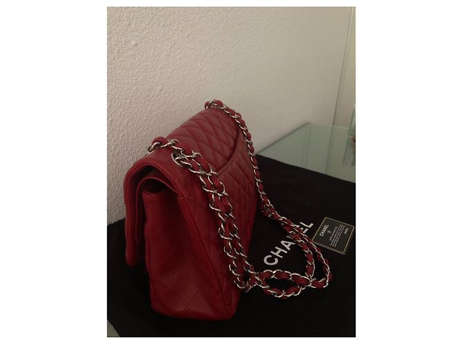 Mademoiselle Borsa Chanel Jumbo in pelle caviar rossa Rosso - vista 4