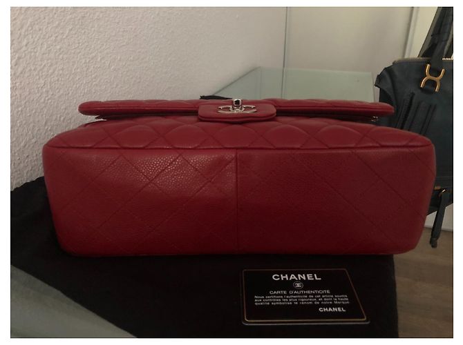 Mademoiselle Borsa Chanel Jumbo in pelle caviar rossa Rosso - vista 5