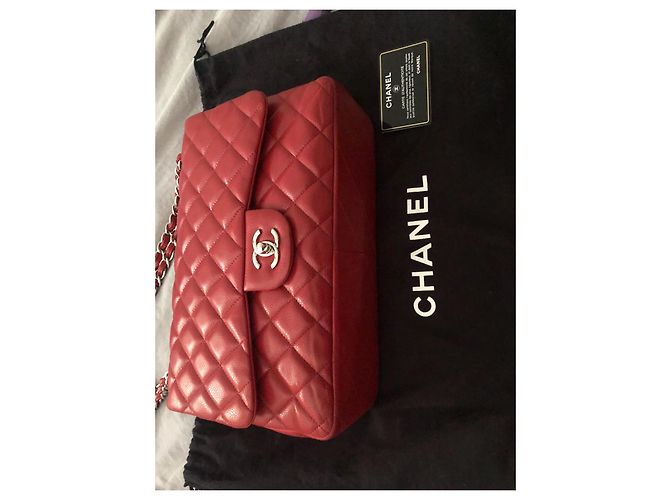 Mademoiselle Borsa Chanel Jumbo in pelle caviar rossa Rosso - vista 6