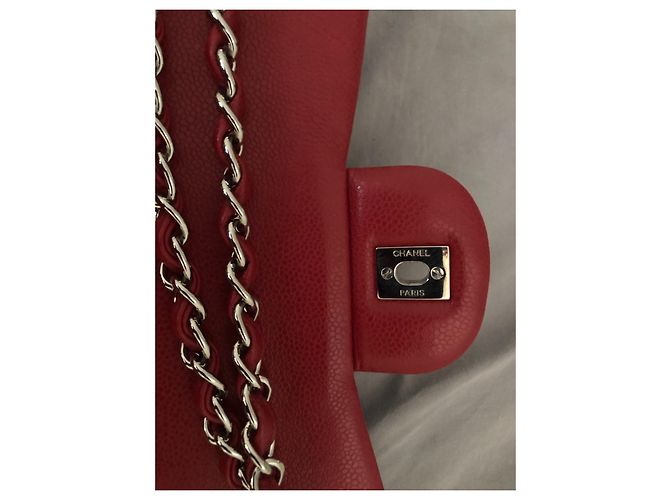 Mademoiselle Borsa Chanel Jumbo in pelle caviar rossa Rosso - vista 7