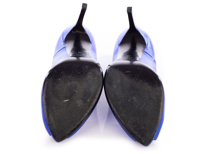 Saint Laurent Décolleté Peeptoe Blu Metallizzato Blu navy - vista 4