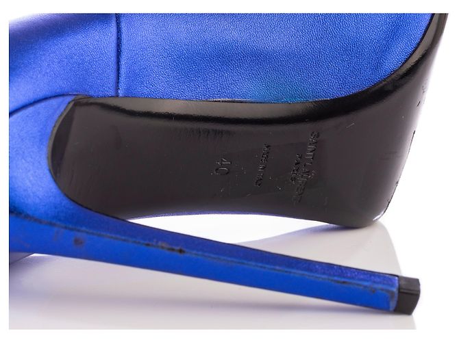 Saint Laurent Décolleté Peeptoe Blu Metallizzato Blu navy - vista 6