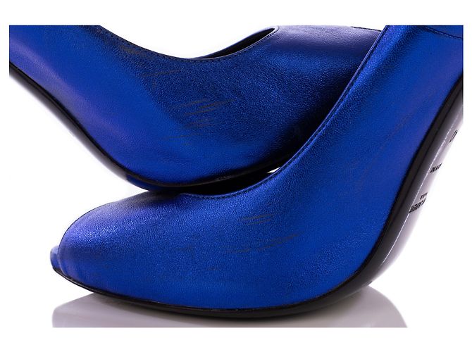 Saint Laurent Décolleté Peeptoe Blu Metallizzato Blu navy - vista 8