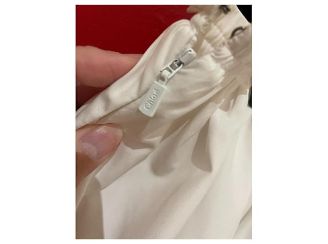 Falda Chloé de Algodón Blanco Plisada Talla 36 - vista 6