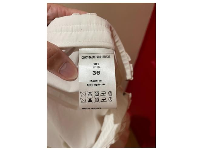 Falda Chloé de Algodón Blanco Plisada Talla 36 - vista 7