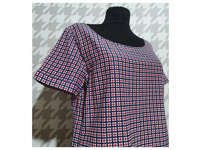 Camicetta Tommy Hilfiger Rossa Blu Bianca Seta Cotone M Bianco Rosso - vista 2