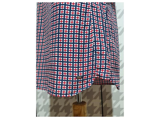 Camicetta Tommy Hilfiger Rossa Blu Bianca Seta Cotone M Bianco Rosso - vista 3