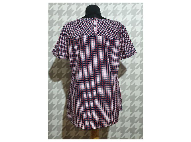 Camicetta Tommy Hilfiger Rossa Blu Bianca Seta Cotone M Bianco Rosso - vista 4